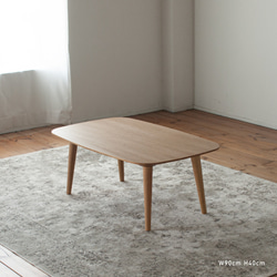 タモ材のローテーブル［2サイズ 90cm 120cm] 高さも選べます。セミオーダー 天然突板 日本製 2枚目の画像