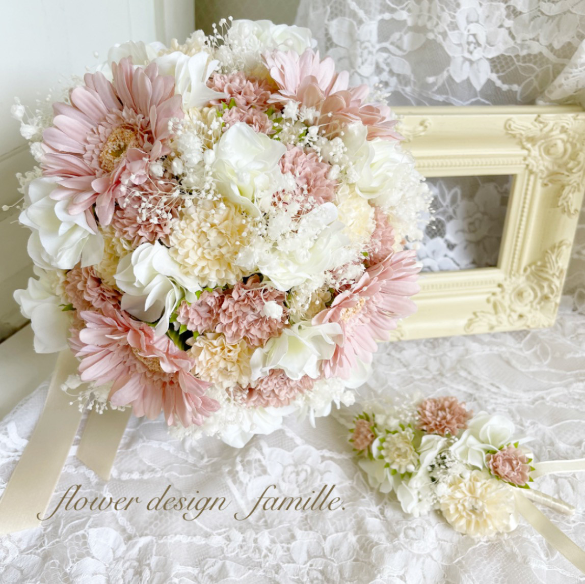 小花　ビッグ　ナチュラル　ブーケ　ブートニア付き　紫　ピンク　ホワイト 0_88ea46f095d067e9b7a6545f9af9