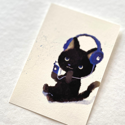 ファッション通販 安い NEKOZENEKO（猫背ねこ）手描き 原画 突き進み ポストカードサイズ 絵画
