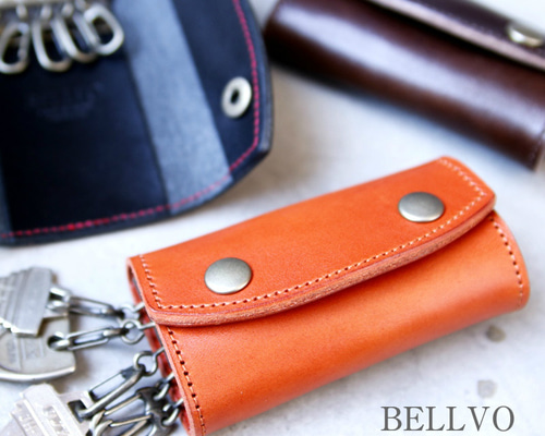 名入れ刻印無料】栃木レザー 三つ折り5連キーケース キーケース BELLVO
