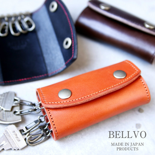 名入れ刻印無料】栃木レザー 三つ折り5連キーケース キーケース BELLVO