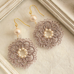 ビジュー×パールの大ぶりピアス/イヤリング シルバー ピアス（その他