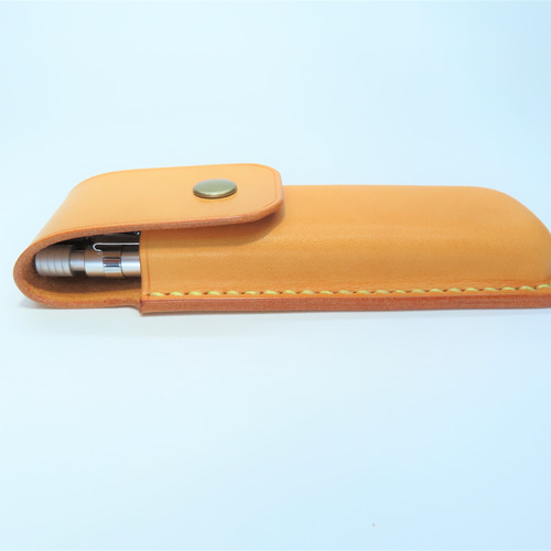 牛ヌメ革・2本用・バネホックペンケース（手縫い） ペンケース