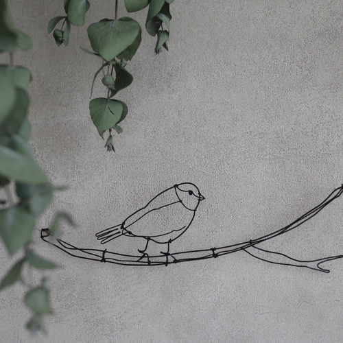 木でひと休みする鳥、鳥の巣 /ワイヤーアート オブジェ 立体 木でひと休みする鳥、鳥の巣 /ワイヤーアート オブジェ 立体
