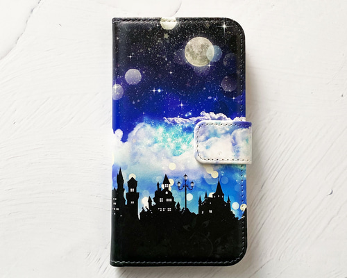【Harper & Blake】UK発★手帳型スマホケース Moon/夜空月海波雲 Fantasy Night 手帳型 iPhoneケース スマホケース 全機種対応