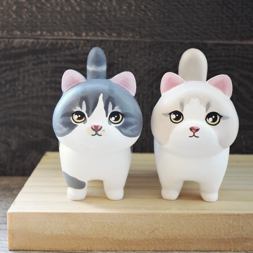 カスタマイズペット人形-猫エリア手作り木製動物の飾り癒しの