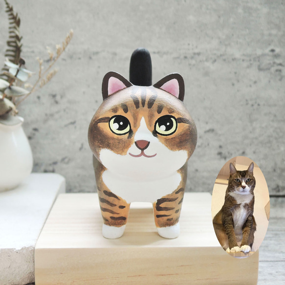 -客製化寵物公仔-  貓咪專區 手工木製動物擺飾 療癒木雕公仔 第2張的照片