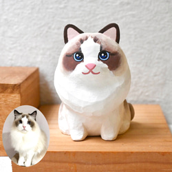 猫 Laifu 招き猫 猫 装飾 三毛猫 手作り 木製 癒し 小さな木彫り人形