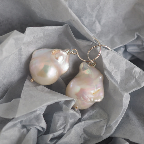 Silver925 バロックパールのピアス ピアス（フック・チェーン） Boite