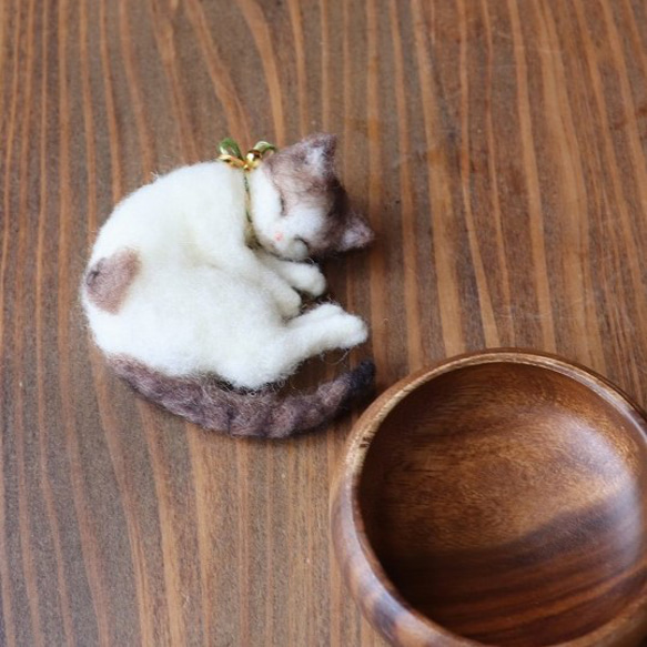 送料400円★木のカップ猫　しじみ♥Φ10cm 11枚目の画像