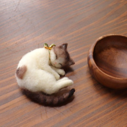 送料400円★木のカップ猫　しじみ♥Φ10cm 4枚目の画像