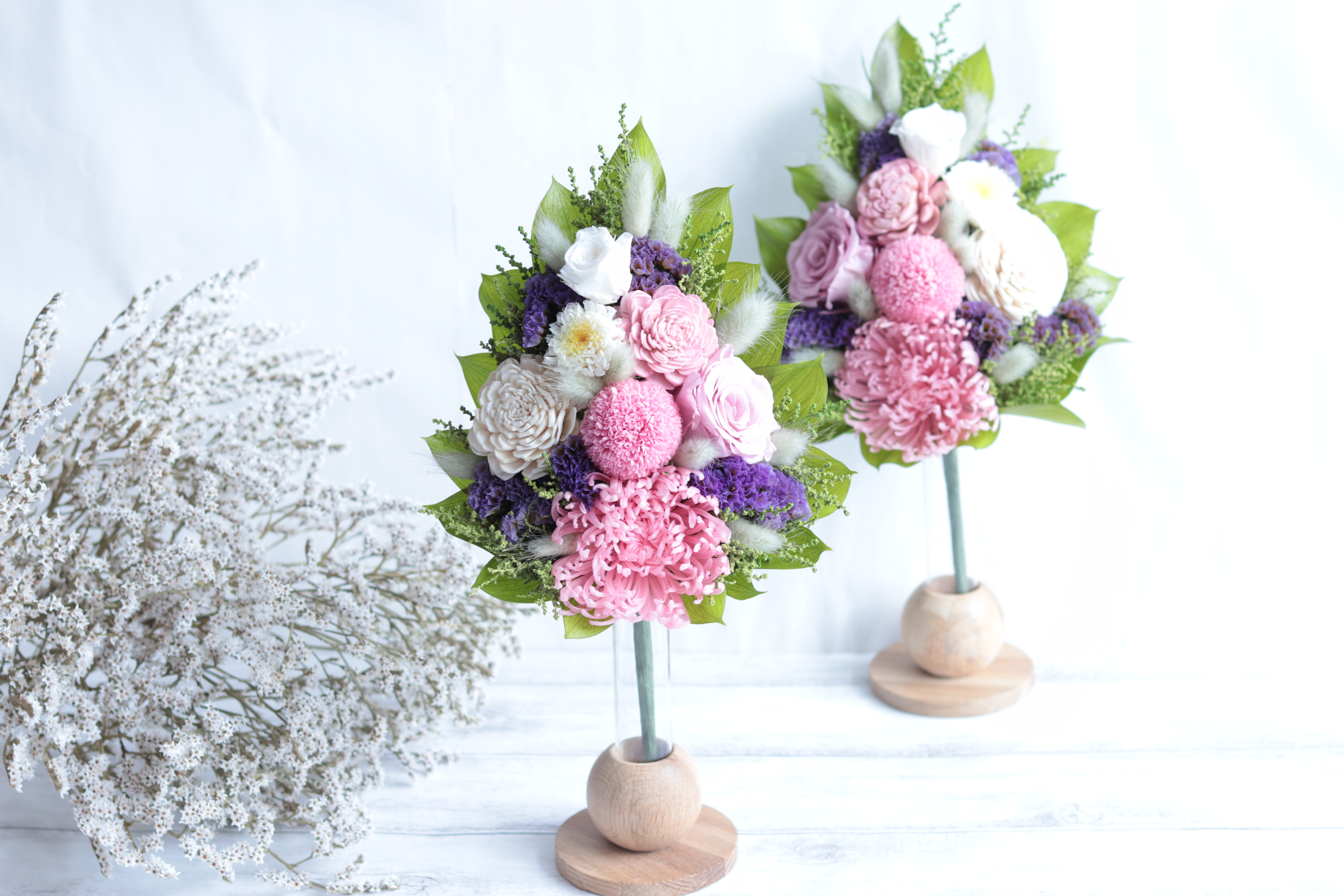 【大切な方に贈る仏花】アナスタシア＆ピンポンマム＆バラ１本単品販売＊プリザーブドフラワー