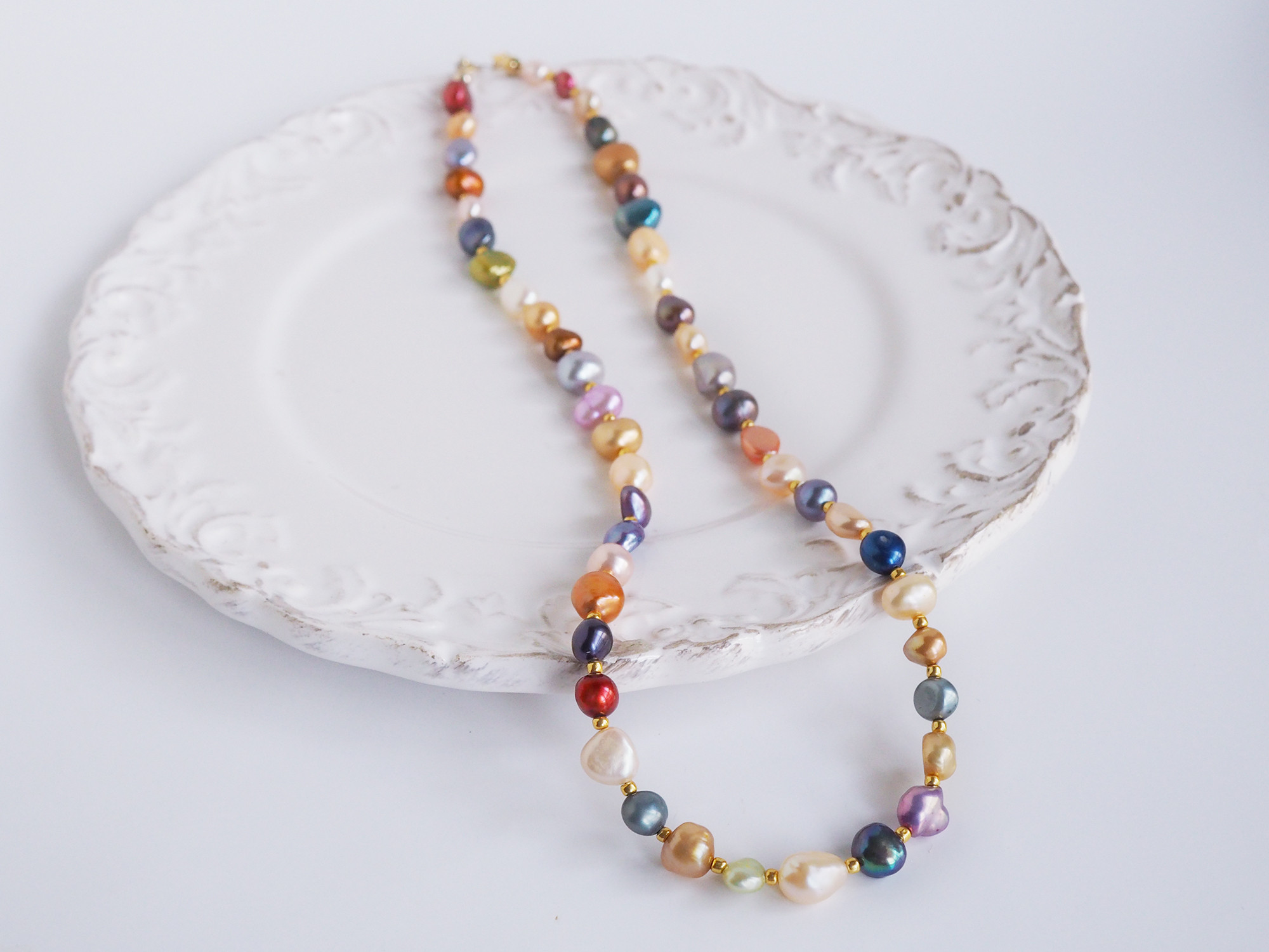 カラフル淡水パールネックレス
