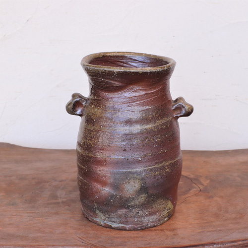 備前 耳付花入れ(18cm)＿h1-020 一輪挿し・花瓶・花器 宗兵衛窯 古川