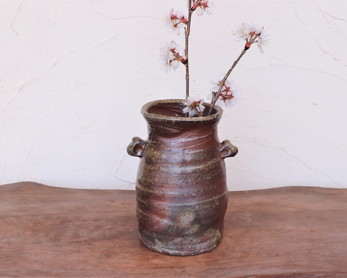 備前 耳付花入れ(18cm)＿h1-020 一輪挿し・花瓶・花器 宗兵衛窯 古川