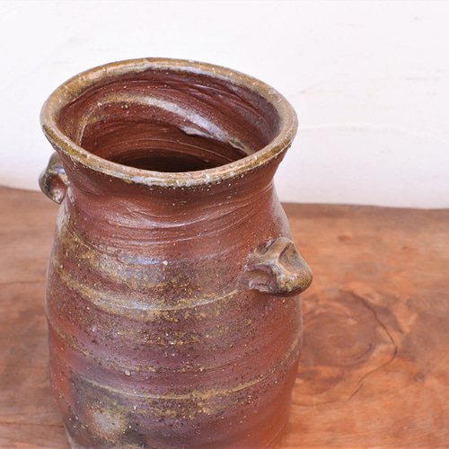 備前 耳付花入れ(18cm)＿h1-020 一輪挿し・花瓶・花器 宗兵衛窯 古川