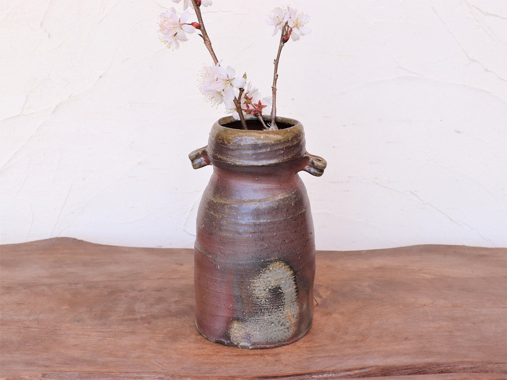 備前 耳付花入れ(19.5cm)＿h1-023