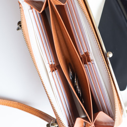 がま口　お財布ショルダー　ブラック　スマホショルダー　レディース　長財布　姫路レザー　日本製　aw-17nns 6枚目の画像