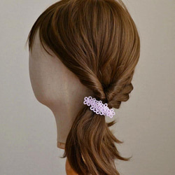 花束髮夾（紫色）花邊編織 第4張的照片