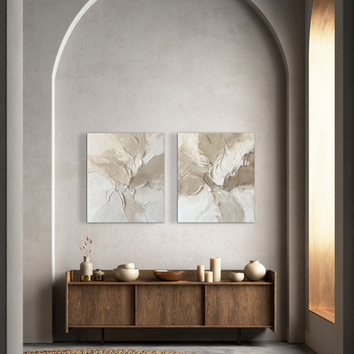 現代アート 2枚セット 53×45.5㎝ テクスチャーアート 大きめ モダン