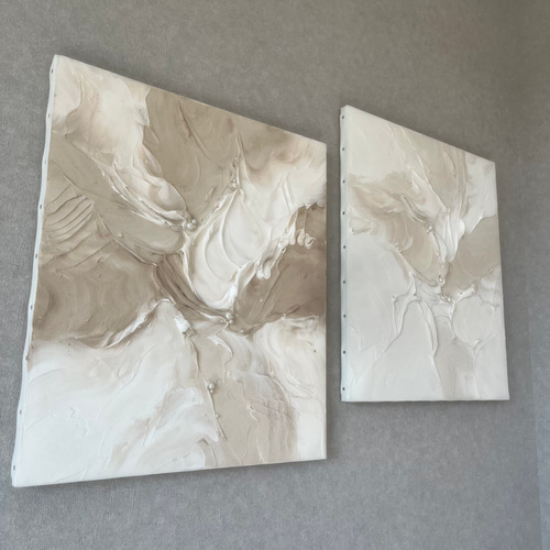 現代アート 2枚セット 53×45.5㎝ テクスチャーアート 大きめ モダン