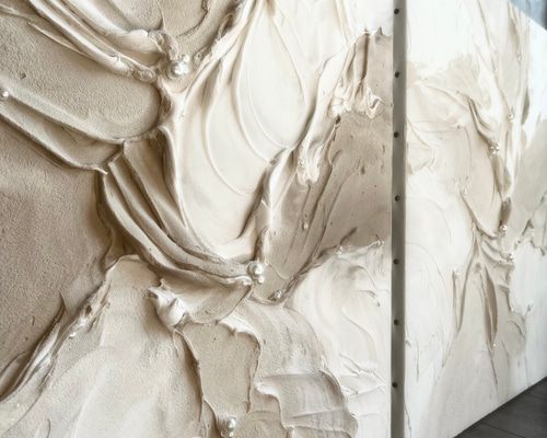 現代アート 2枚セット 53×45.5㎝ テクスチャーアート 大きめ モダン