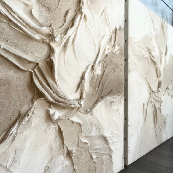 現代アート 2枚セット 53×45.5㎝ テクスチャーアート 大きめ モダン