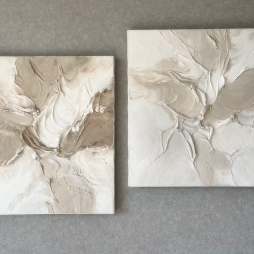 現代アート 2枚セット 53×45.5㎝ テクスチャーアート 大きめ モダン