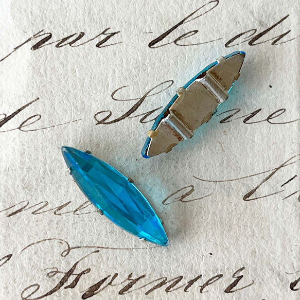 Rose Montee Aqua Marquise 23x7mm [SO-041]＊1個＊Vintage 4枚目の画像