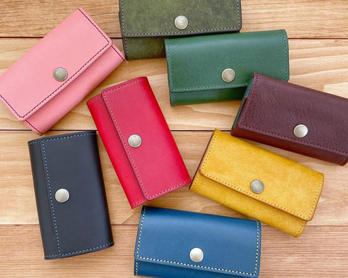 名入れできる 本革キーケース＊シンプル《ギフトラッピング