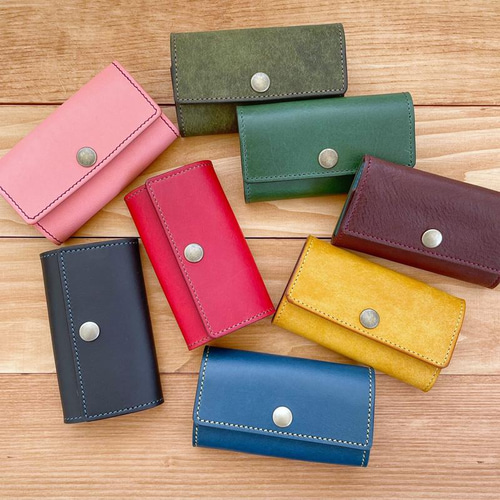 【なゆ。さまお取り置き】キーケース3点セット 黒1緑2 ラッピング付き 名入れできる 本革キーケース＊シンプル《ギフトラッピング》《名入れ