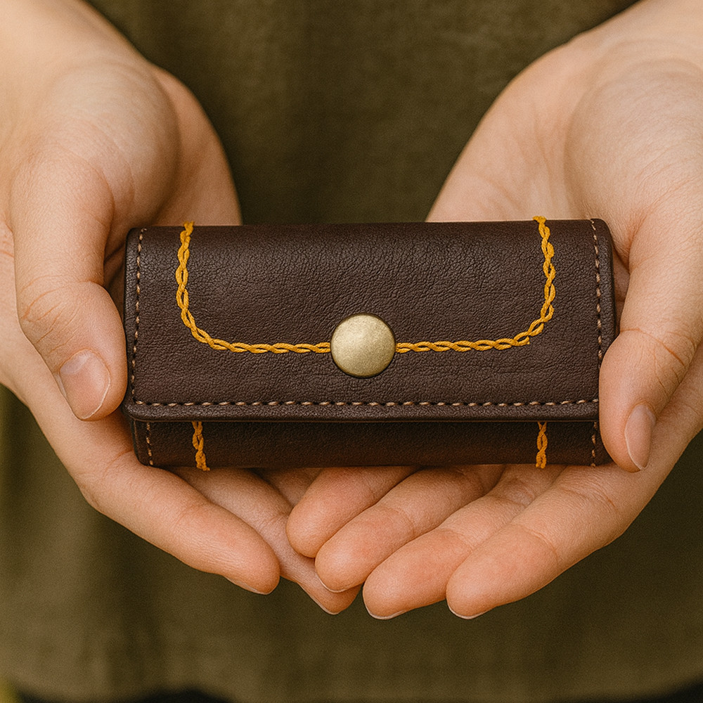 名入れできる 本革キーケース＊ステッチ《ギフトラッピング》《名入れ》