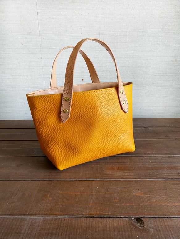 ‼️最終価格‼️トートバッグ(茶＆黄色) ミニトートバック 黄茶 トートバッグ HAKODATE CRAFT 通販 4378003