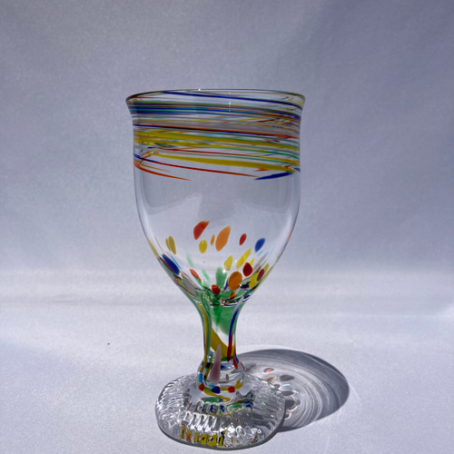 一点物　コリン・ヒーニー　ゴブレット　2個　アート　グラス　吹きガラス　サイン 虹色ゴブレット ワイングラス YUGEN GLASS 通販 437943｜Creema