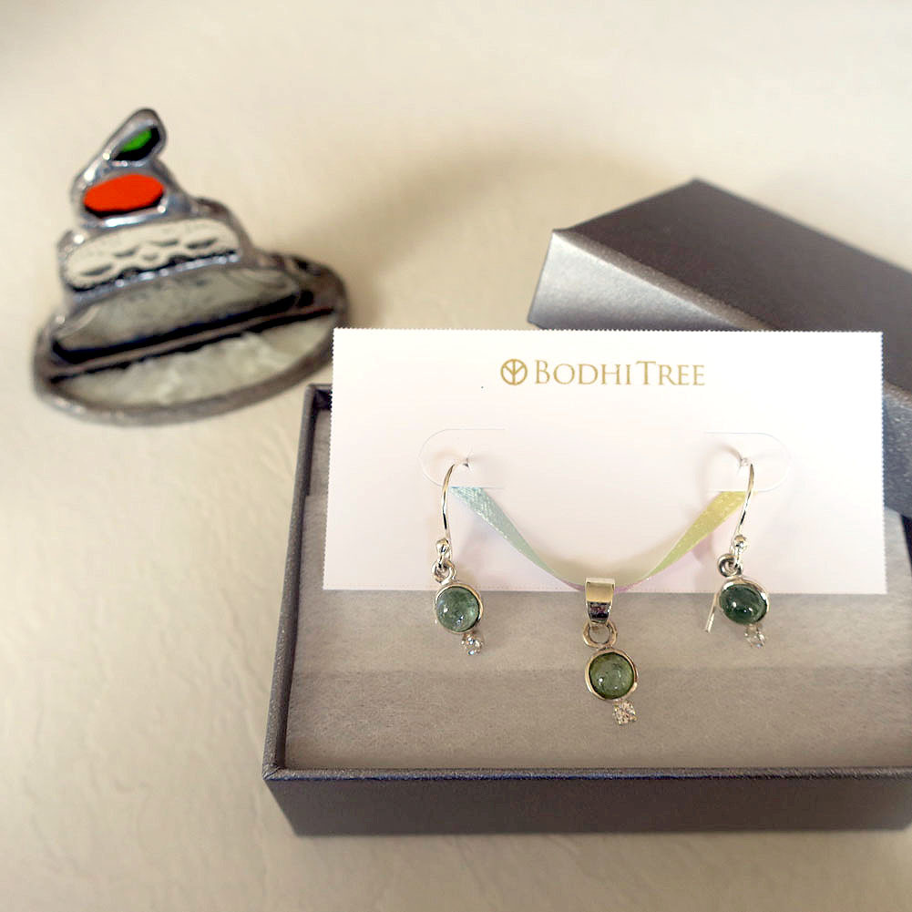 【Creema限定新春福袋〈竹〉】トルマリン＋ジルコン ペンダント＆ピアス セット ホリデーボックス2025