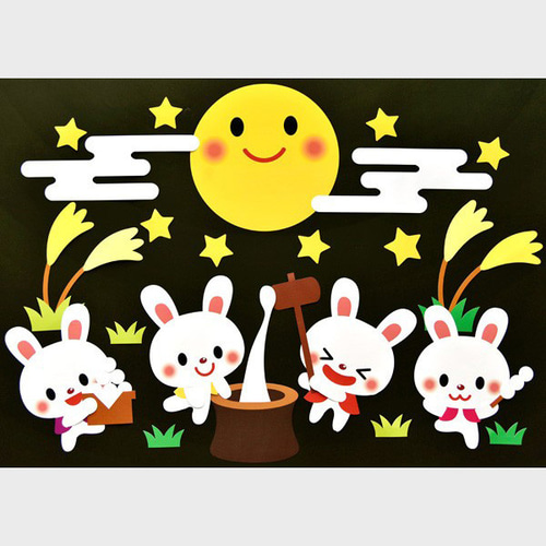 ☆壁面飾り 標準サイズ （横80cm※サイズ変更可能）「お月見楽しいね