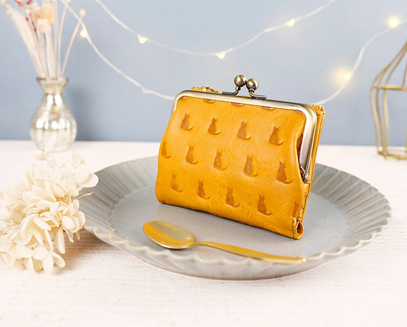 くまちゃん専用がま口財布/黄色/菊の御紋/新品未使用箱付き 24時間以内