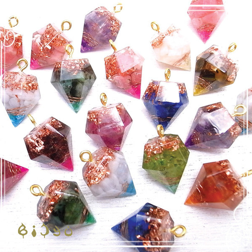 毘殊 ニミニダイヤ型オルゴナイト☆チャームタイプ☆つや出し