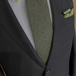 日本の伝統色綿ネクタイ  深緑色 9枚目の画像