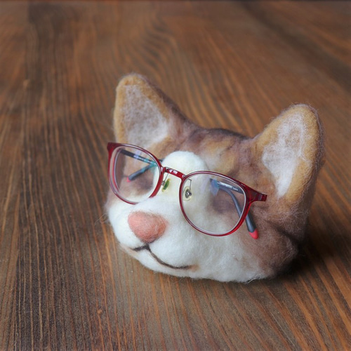 受注制作☆ご希望の毛色で！☆めがね置き猫 その他インテリア雑貨 上杉  