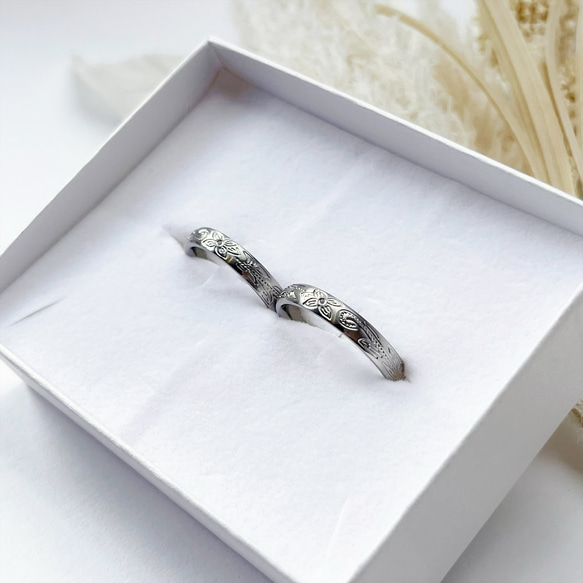 “大海的愛石配對”親膚戒指兼容不銹鋼雕刻的&lt;2對&gt; 第1張的照片