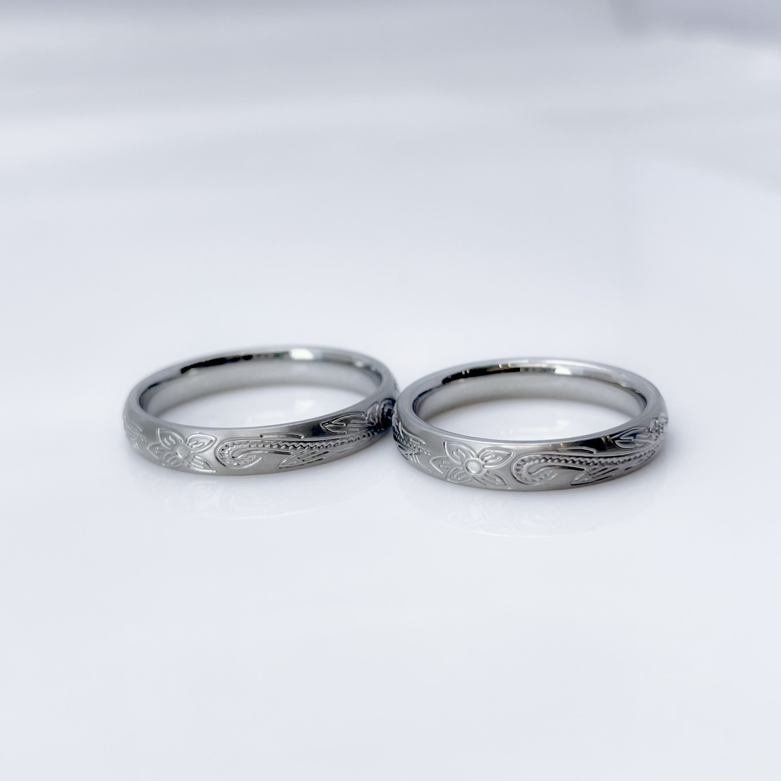 Hawaiian アンティーク加工 マット ペアリング ステンレス 刻印 結婚指輪 マリッジリング