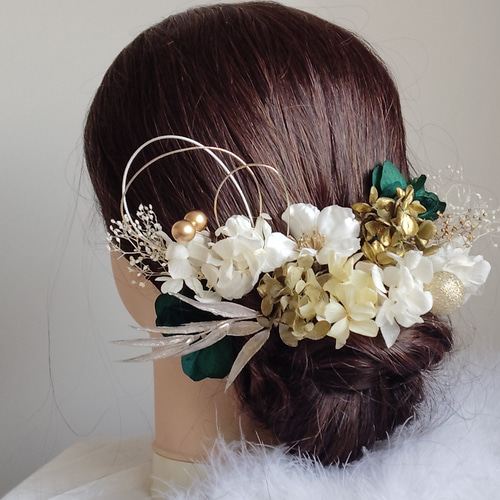 煌花＿＿水引と鞠玉の髪飾り 卒業式 成人式 結婚式 髪飾り 白無垢 色打