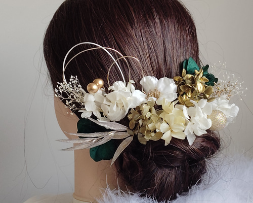 煌花＿＿水引と鞠玉の髪飾り 卒業式 成人式 結婚式 髪飾り 白無垢 色打