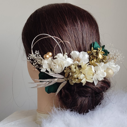 煌花＿＿水引と鞠玉の髪飾り 卒業式 成人式 結婚式 髪飾り 白無垢 色打