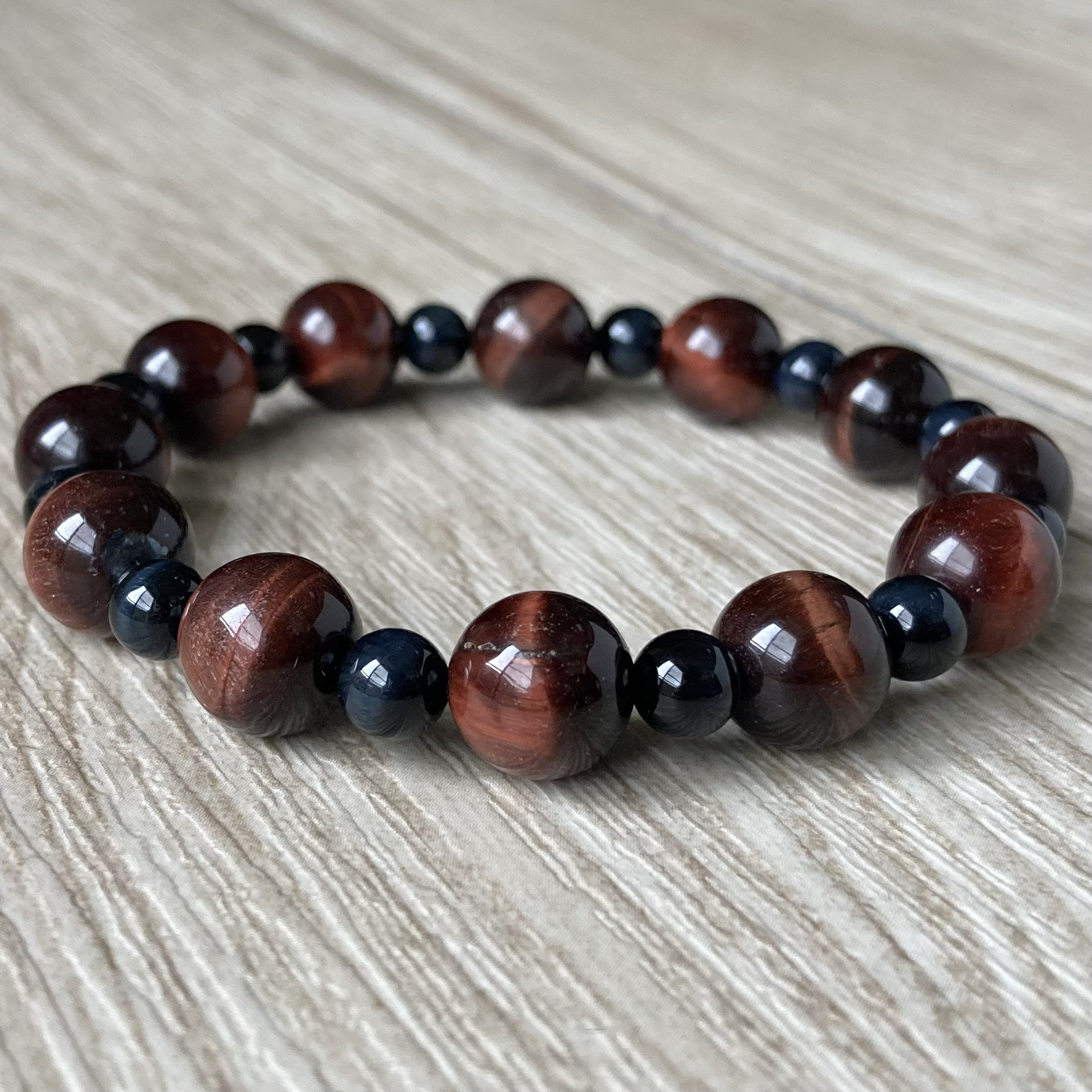 青と赤の輝きが映える2カラー/レッドタイガーアイ・ブルータイガーアイ/ 天然石 ストーン ブレスレット