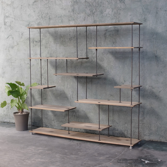 wood iron shelf 1150*1200*225〈グレイッシュカラー〉 2枚目の画像