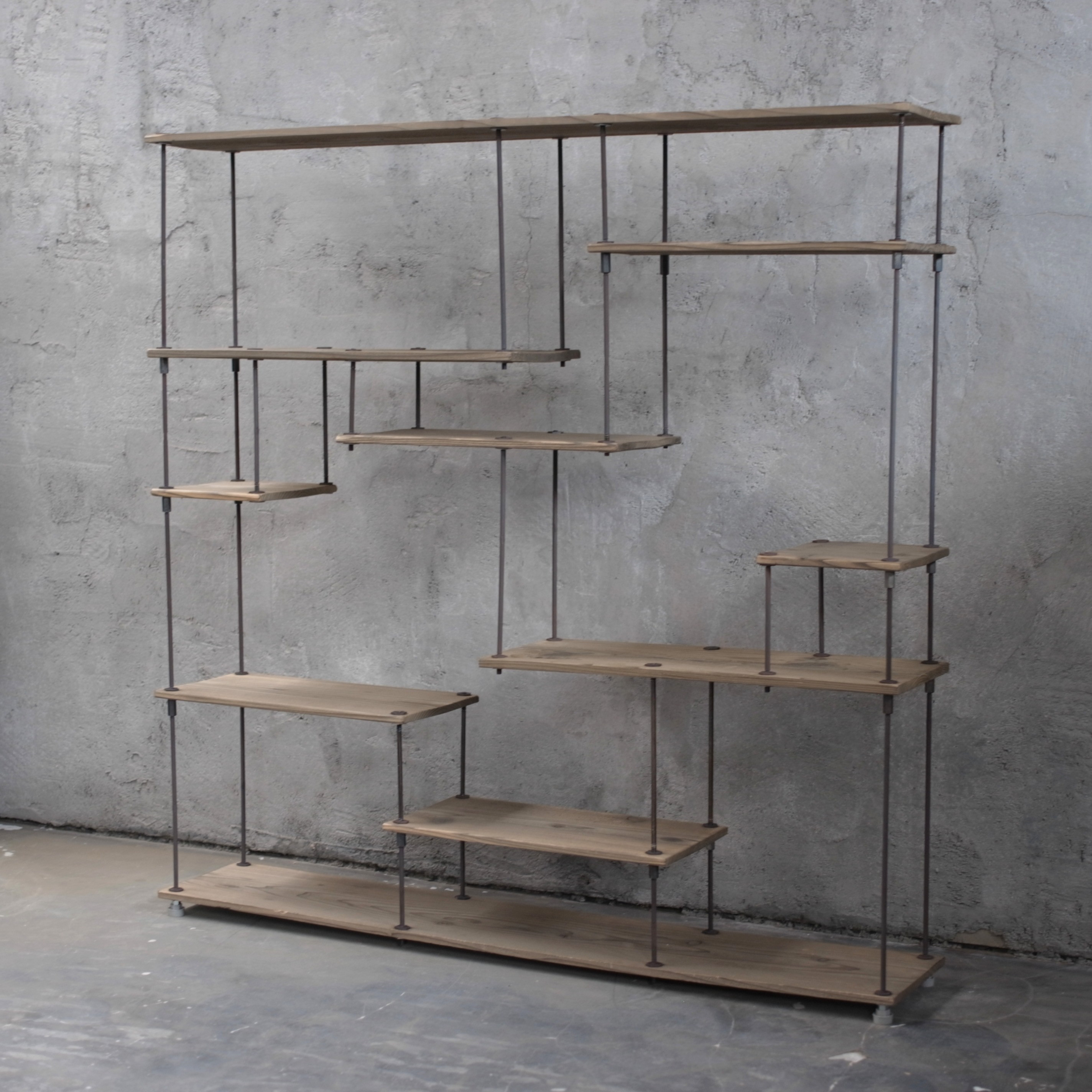 SALE【即納】wood iron shelf 1200*1200*220〈グレイッシュカラー〉　オープンシェルフ 棚