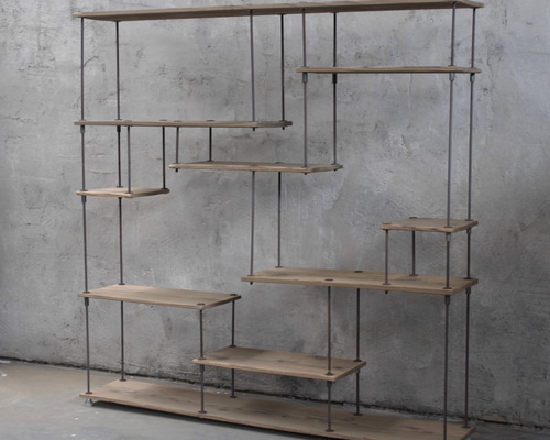 SALE【即納】wood iron shelf 1200*1200*220〈グレイッシュカラー