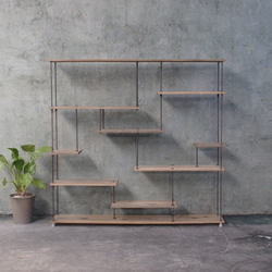 wood iron shelf 1150*1200*225〈グレイッシュカラー〉 1枚目の画像